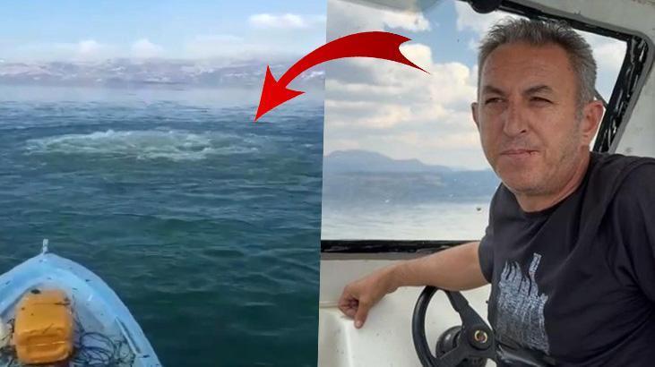 Balıkçılar görüntüledi! Bir anda gölün ortasında belirdi