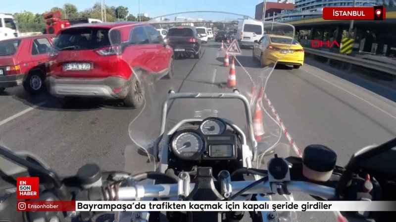 Bayrampaşa’da trafikten kaçmak için kapalı şeride girdiler