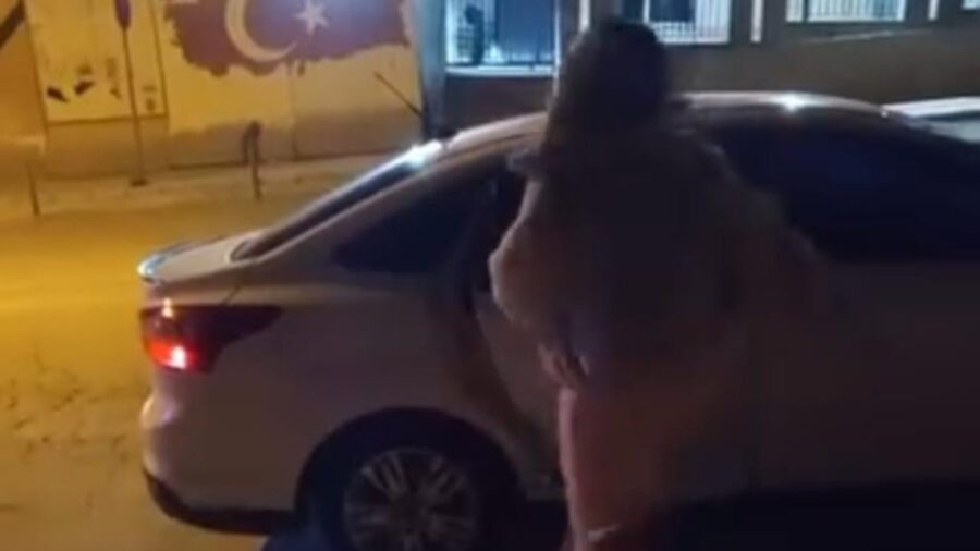 Elazığ’da tartıştığı kişinin otomobiline saldıran kadın kayda alındı